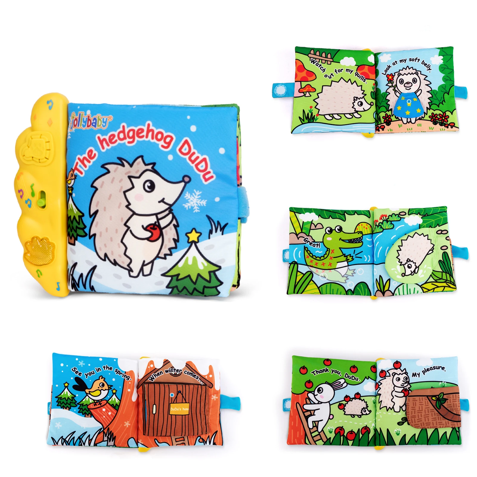 Музыкальная книга Jollybaby peekapoo роскошный подарок для детей подвесная с животными и звуковыми кнопками музыкальной тканью раннего развития