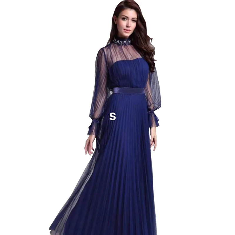 2022 Most Popular Temperament Long Sleeve Middle East Corset Mesh Gown Evening Formal Dress