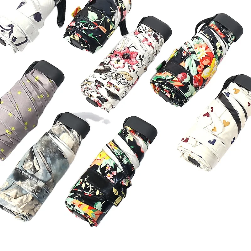 Japanese Fashion printing Ladies Gift Floral Mini Umbrella 5 Fold Super Compact Mini Umbrella