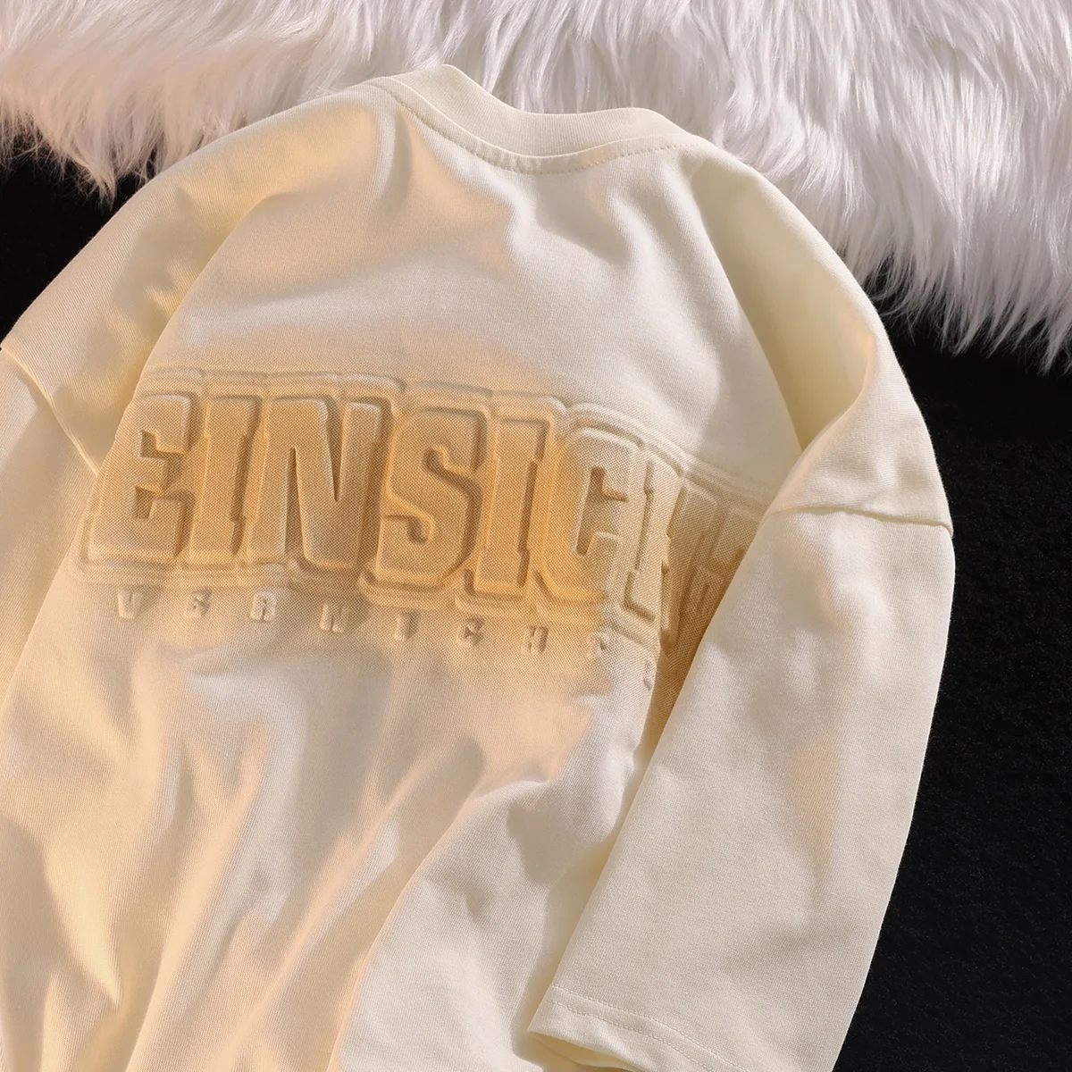 BILLIONS Custom logo dropped shoulder heavy weight thick t shirt men street wear embossed t-shirt