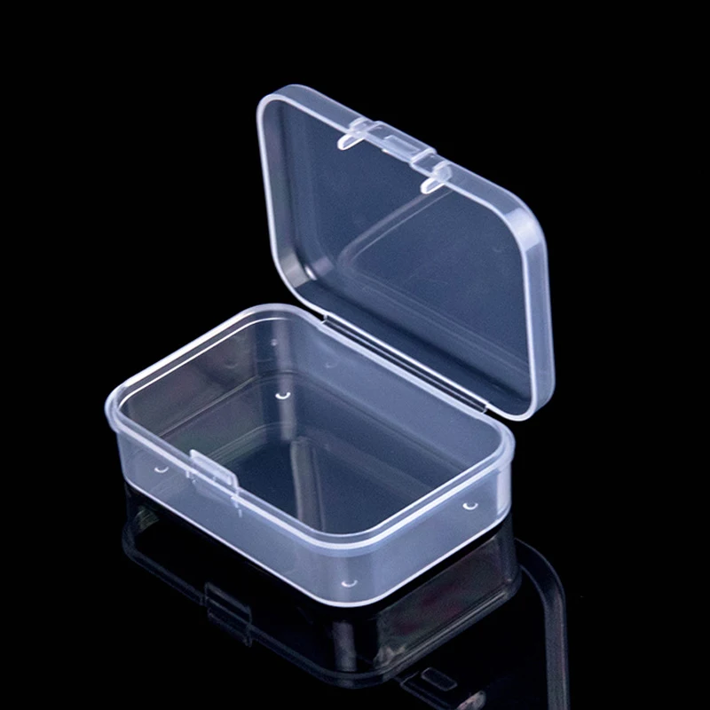 PP Small Clear Plastic Beads Storage Containers Box with Hinged Lid for Storage