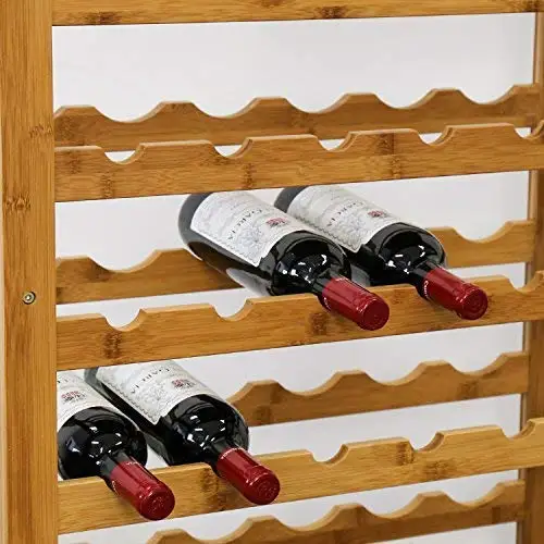 Bamboo Wine Rack  Wine Storage Holder Display Shelves for Storing Bottles at Home 36 Bottle Wine Rack 6 Shelves With Drawers