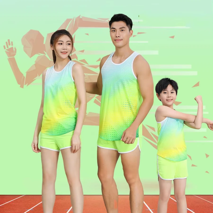 Athletics Fitness Sprint Tank Top Marathon Race Running Suit Polyester Quick Dry Tank Top Men Mesh Grid Fabric Singlet Running