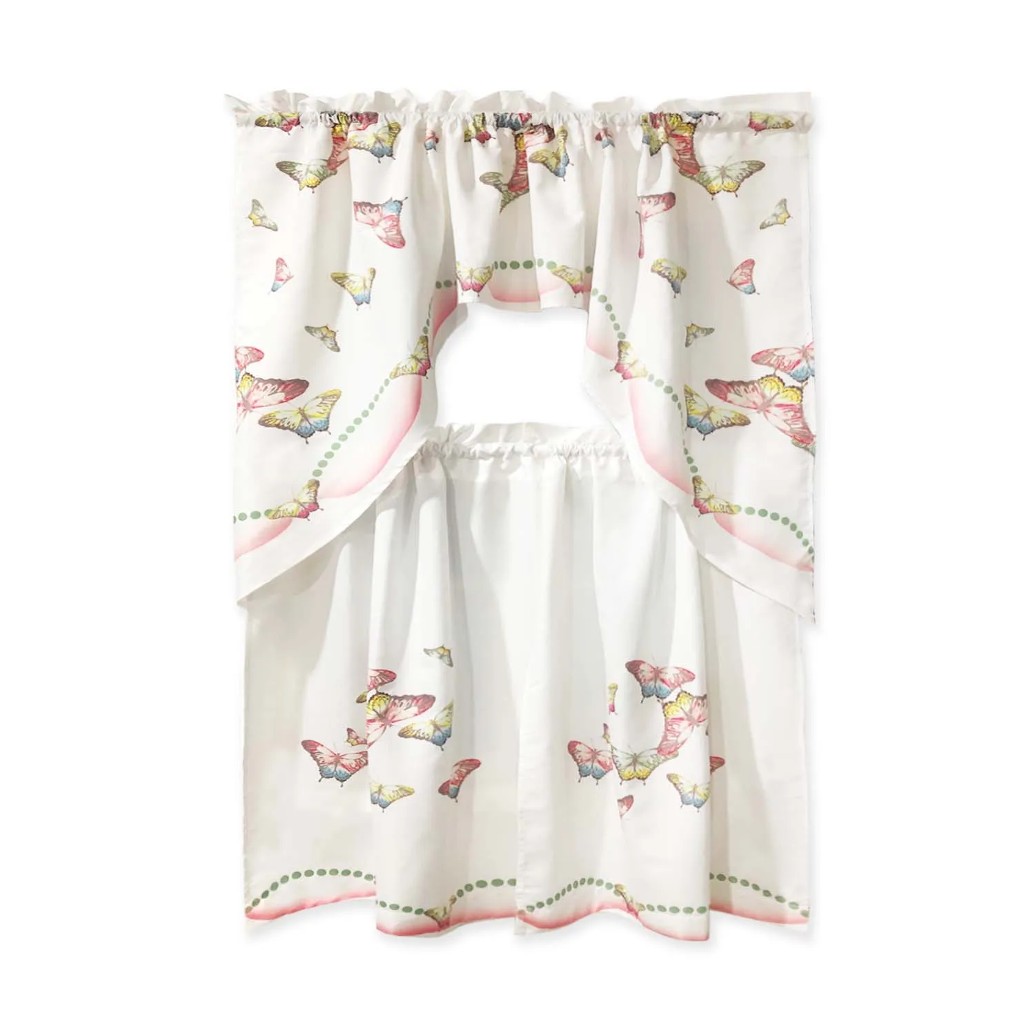 Custom Printed Kitchen Window Valances Tier Kitchen Curtain for Home Decoration 100% Polyester Flat Window Rod Pocket Modern