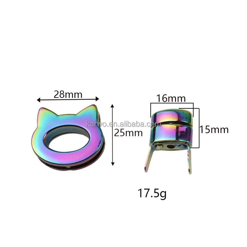 Karwo 28*25mm rainbow cat turn lock bag metal bag twist lock