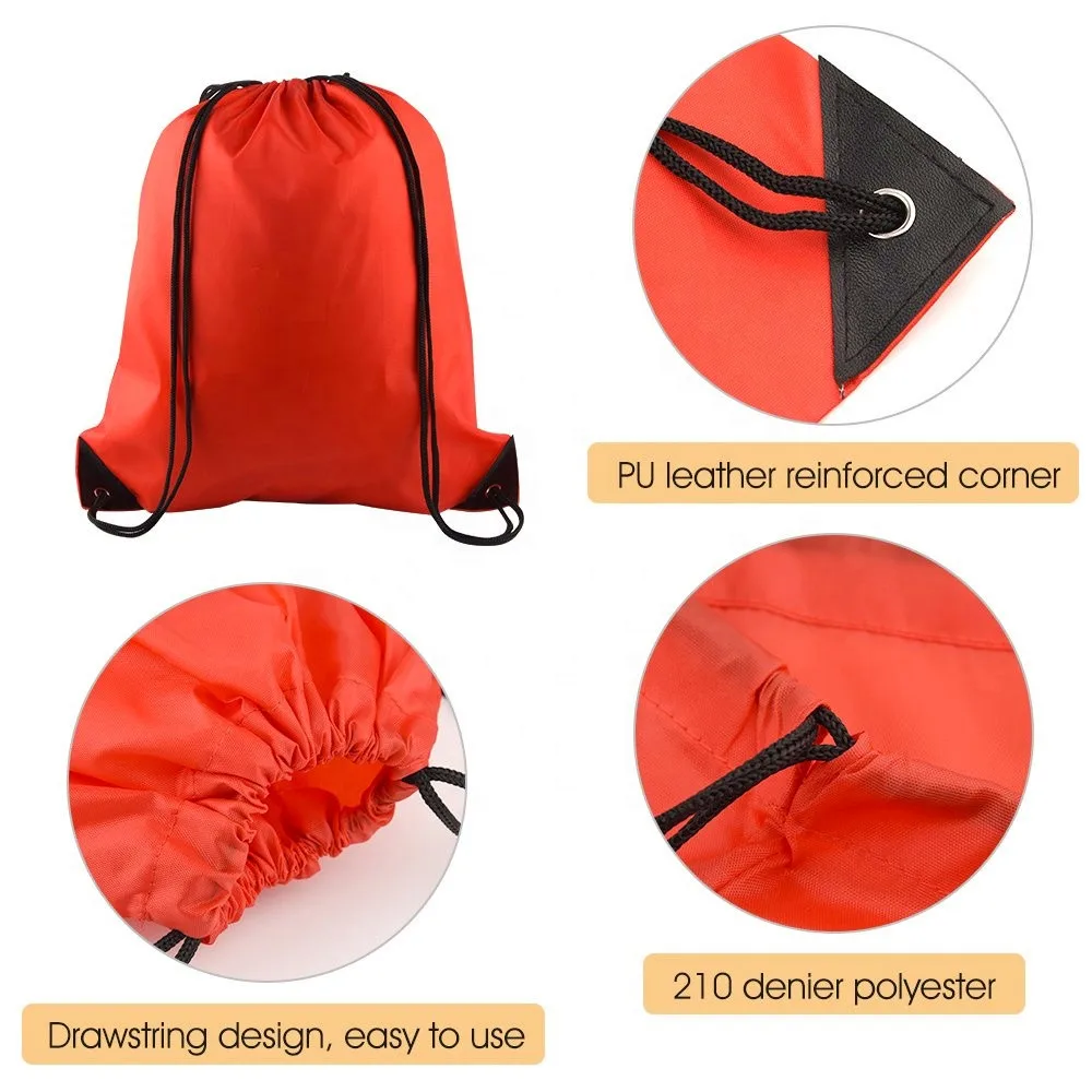 Nylon customizable black drawstring bags polyester drawstring with zipper bag