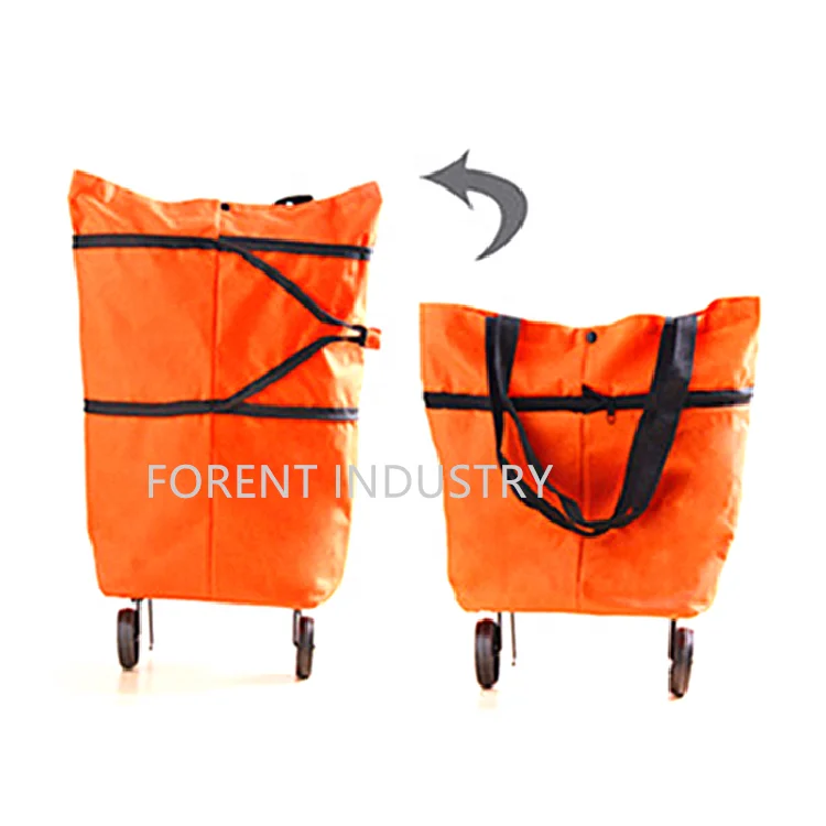 Customized eco-friendly non woven shopping trolley mesh bag folding hanging bag cart