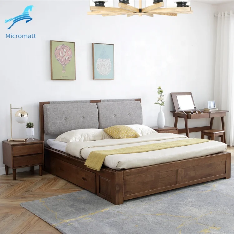 Bedroom Set Furniture Frame Double Modern Luxury Drawer Wood King Bed