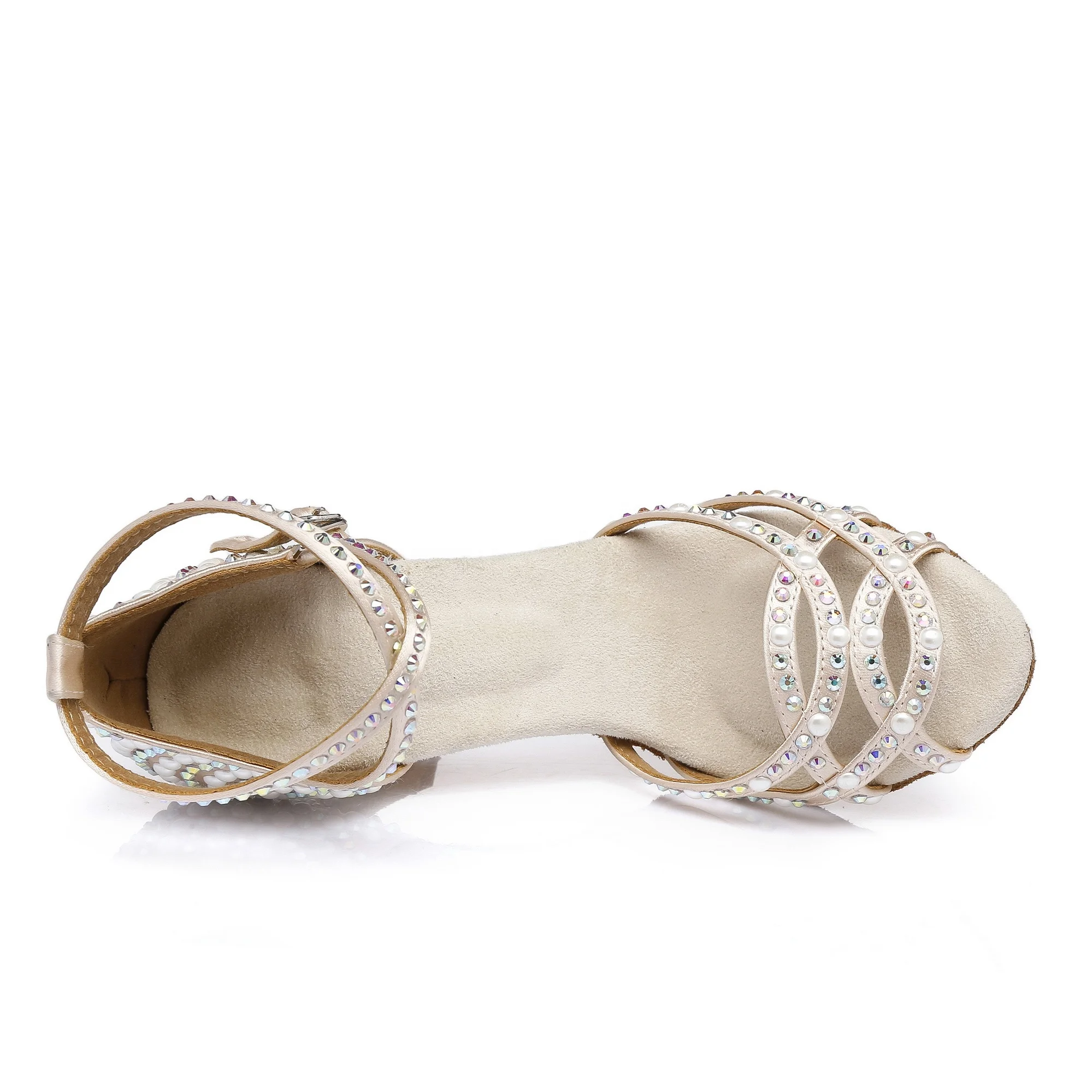 Последняя модель L379 Женская атласная обувь на высоком каблуке для латиноамериканских танцев с кристаллами