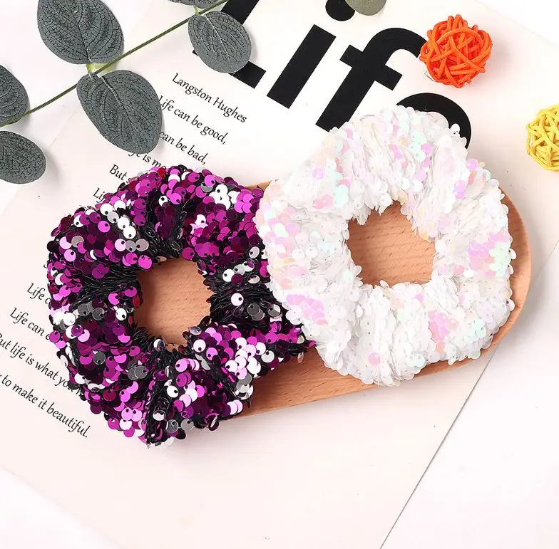 
Резинки Scrunchies, женские эластичные ленты, модная резинка для конского хвоста, необычная блестящая резинка для волос 