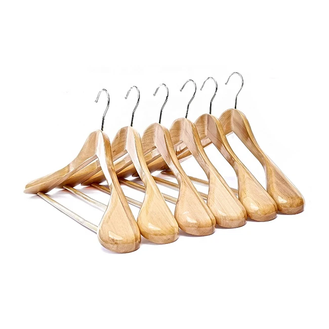 Natural Solid Wood Hanger Clothing Rack Hotel Wooden Clothes Hanger
