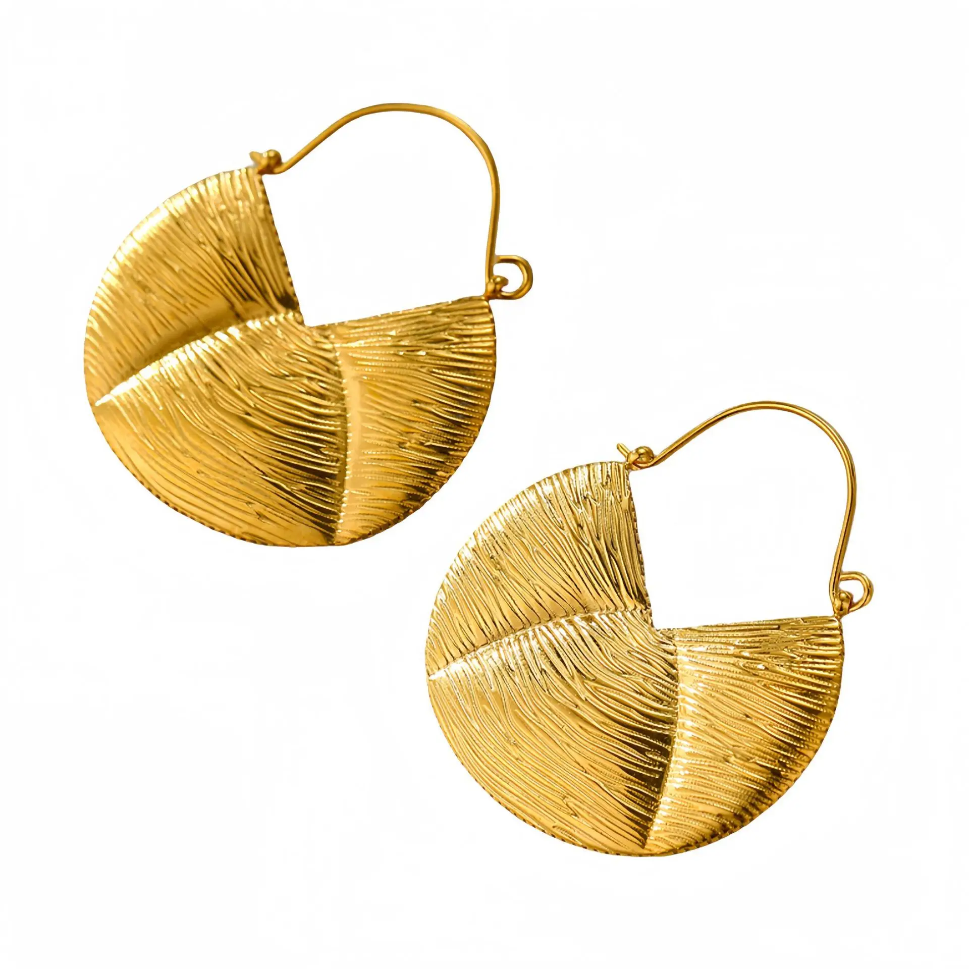 J&D Custom Vintage Stainless Steel 18K Gold Plated Maxi Pendant Clip Earring Trendy Fancy Irregular Weddings Gifts Parties