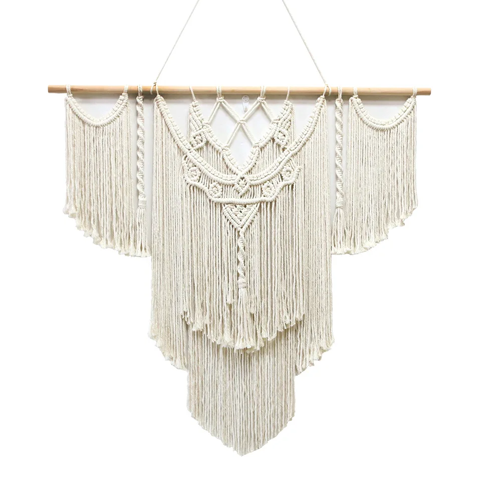 Гобелен макраме в стиле бохо на заказ с орнаментом для дома, настенная подвеска большого бежевого цвета
