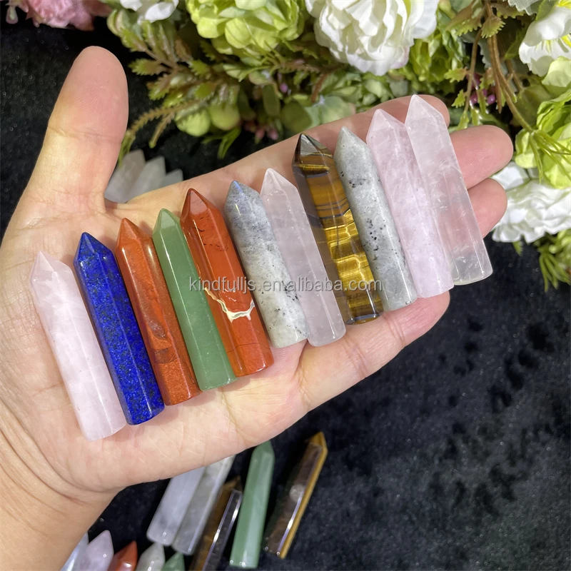 5 cm Mixed Materials Point Natural Healing Stone Rose Quartz Mini Tower For Decor