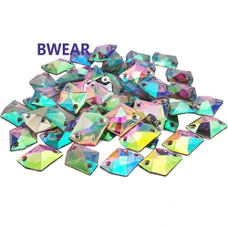 New Designs 16*21Mm Bulk Color Crystal Stones Bag Garment Double Hole Resin Flatback Rhinestone