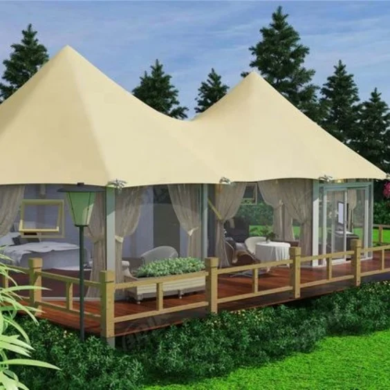 Custom 2024 New Design Luxury Resort Hotel Tent Outdoor Waterproof Canvas Glamping Safari Tent