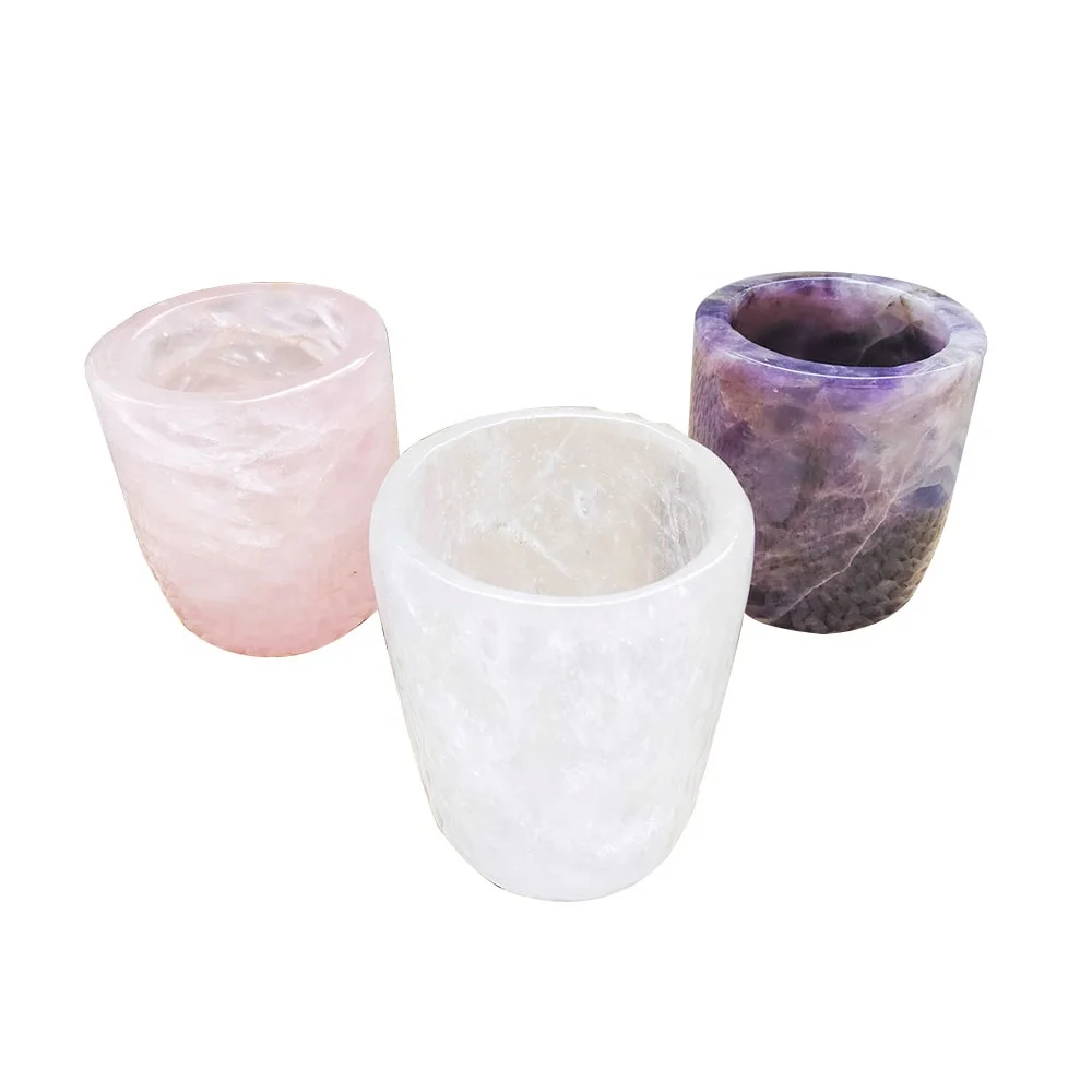 Best gift Rose Quartz And Dream Amethyst Tea Cup for meditation