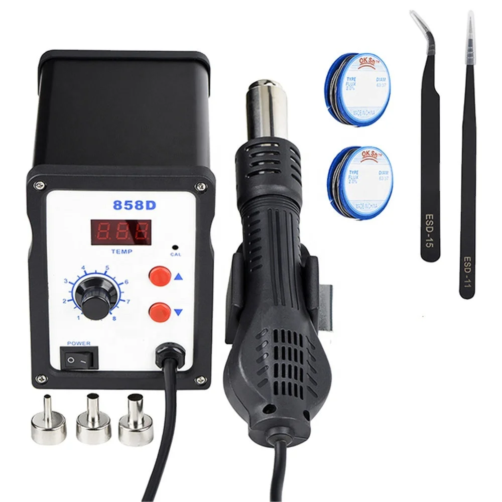 Green 858D 700W SMD LCD Digital Hot Air Rework Station with Soldering Iron (62563733403)