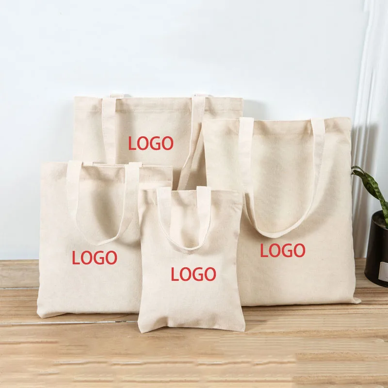 Premium Plain White Black Printed Custom Logo Foldable Cotton Canvas Tote Bag for Party Give Away
