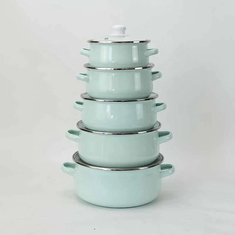 green enamel pot set cookware kettle bucket