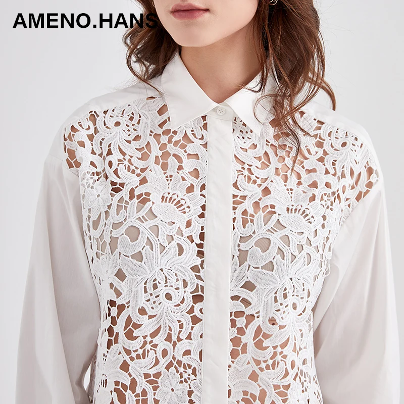 Beautiful design women shirts casual summer shirts for women white lace shirt