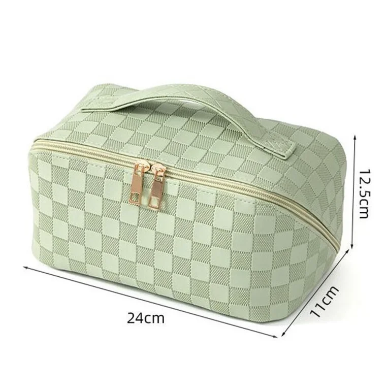 Large Capacity Travel Cosmetic Bag Easy Access Makeup Bag Vegan Leather Cosmetic bag