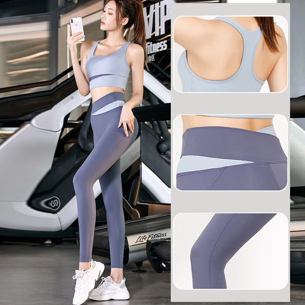 Custom Logo Women Sport Clothes Ladies Gym Fitness Active Wear High Waisted Pants 2 Piece Set Seamless Yoga Set
