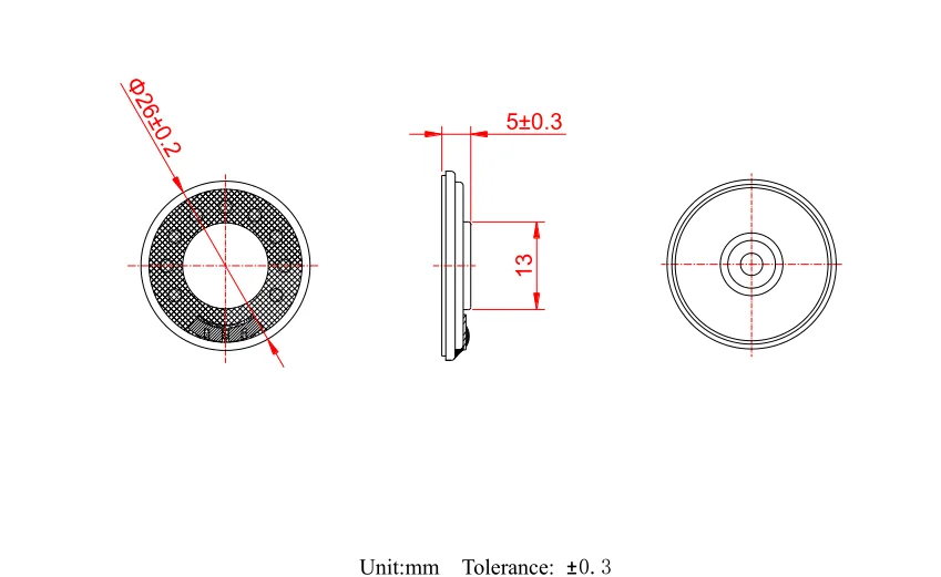 High end quality loudspeaker unit for oven high temperature resistance horn 8 ohm 1w mylar speaker 26mm