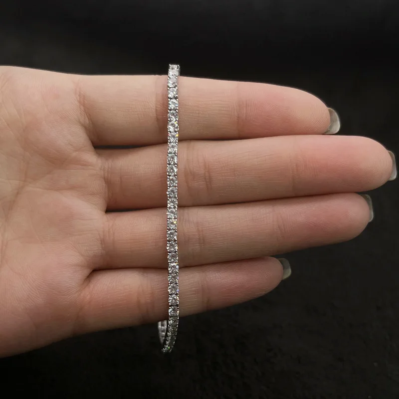 Fashion Unisex Jewelry VVS1  925 Sterling Silver White Gold Plated Chain Bracelet Charm Moissanite Tennis Bracelet
