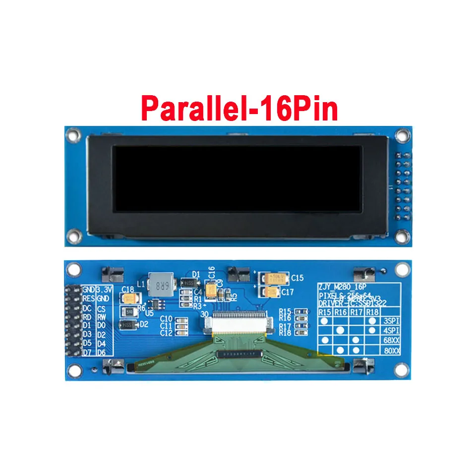 Реальный OLED-дисплей 2 8 дюйма 25664 256*64x35 мм SSD1322 Параллельный Последовательный SPI графический ЖК-модуль дисплей LCM панель