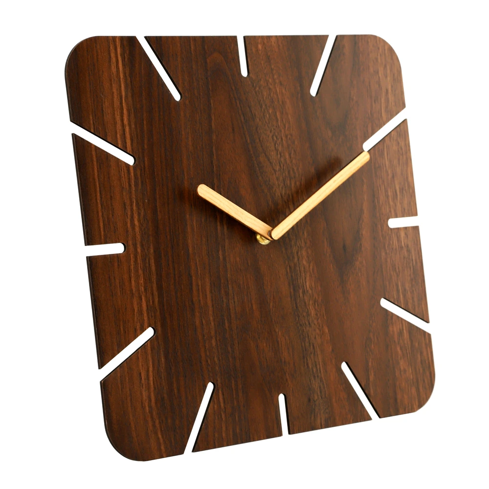 Creative Design No Numbers Simple square Shape Wood Blank Mdf Wall Clock