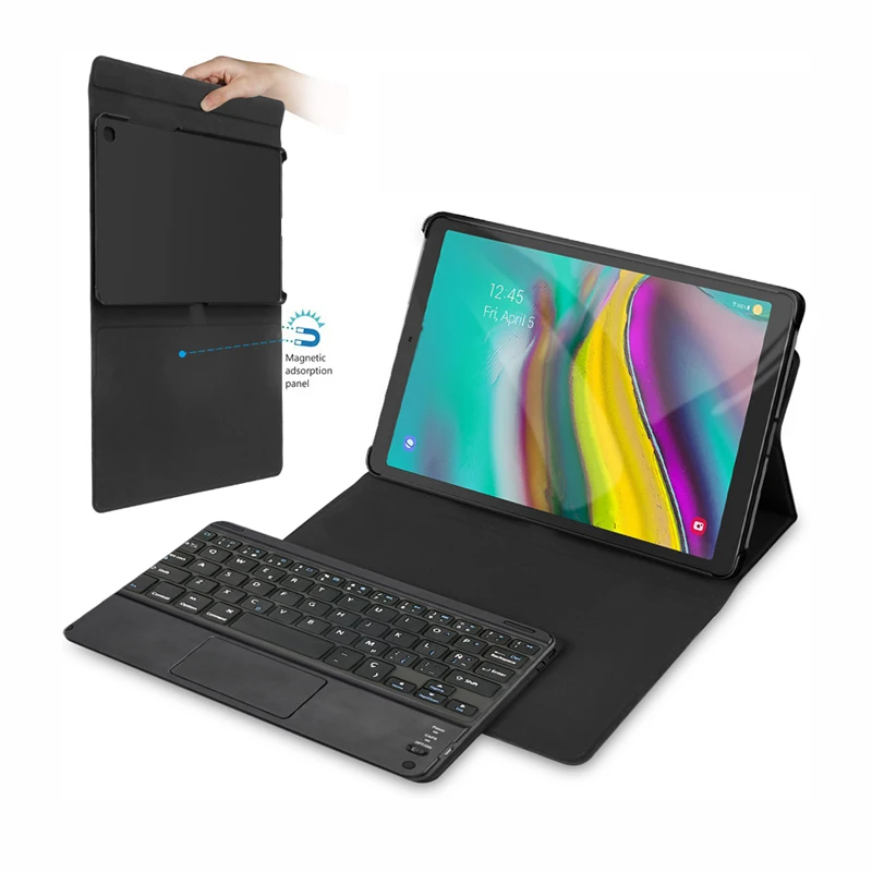 Беспроводной чехол для клавиатуры с синим зубом из искусственной кожи с полным покрытием, умный чехол-подставка для IPad