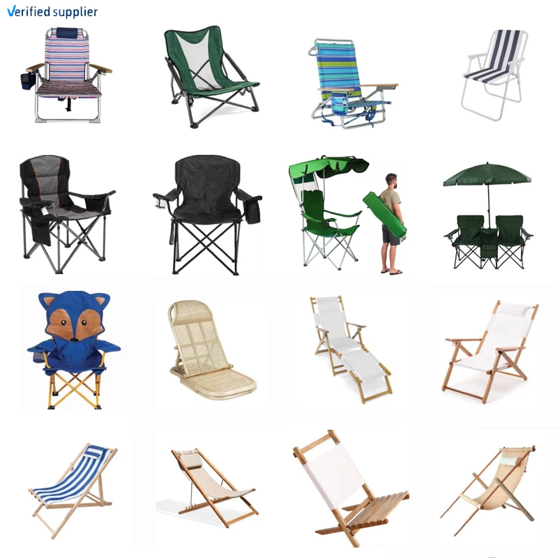 custom sea lounge recliner outdoor aluminium canopy umbrella canvas logo cover cooler backpack camp wood folding beach chair