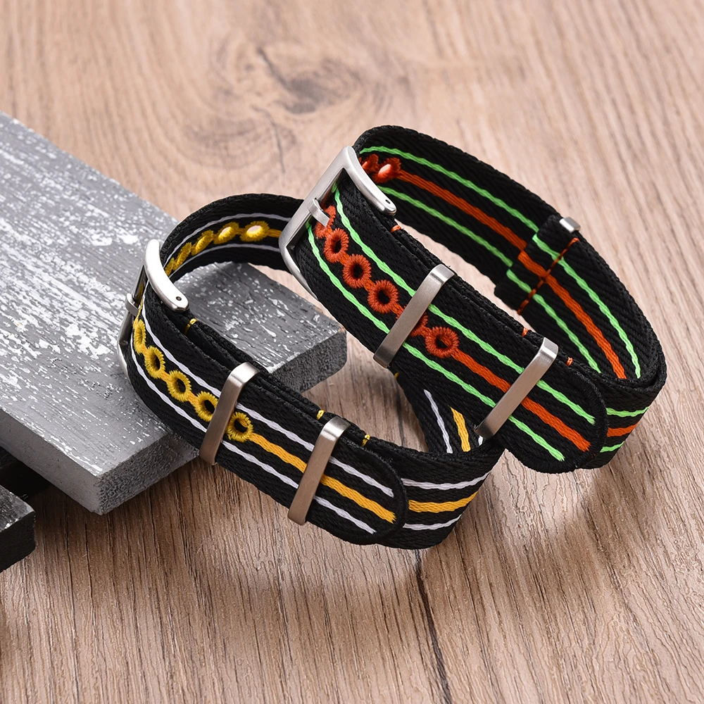 JUELONG Recycled Woven Nylon Straps 20mm 22mm Luminous Eco-friendly Nylon Strap Embroidery Replacement Straps for Fifty Fathoms