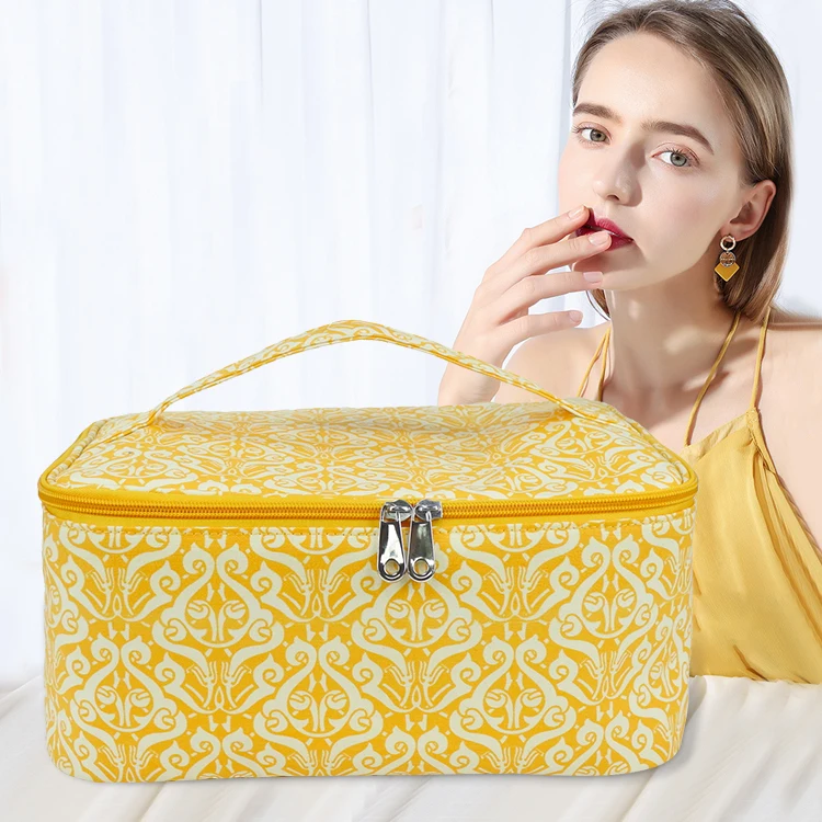 Women Fashion Large Capacity Makeup Organizer Bag Travel Printed Canvas Cosmetic Bag
