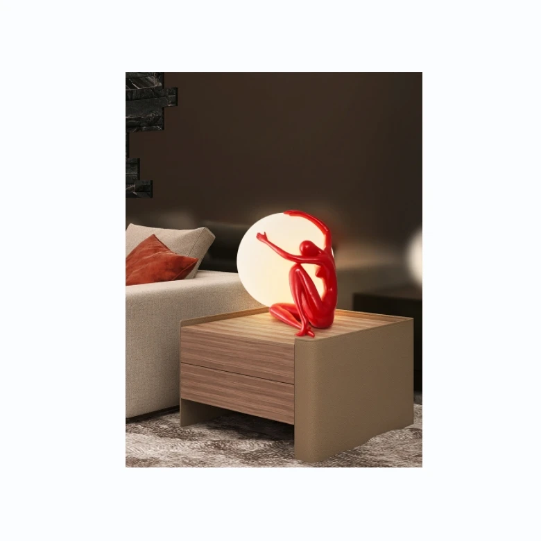 T4308 Modern decorative resin art shaped man table lamp with round ball color can order .