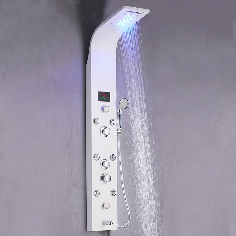 
Temperature rainfall stainless steel led waterfall shower panel 