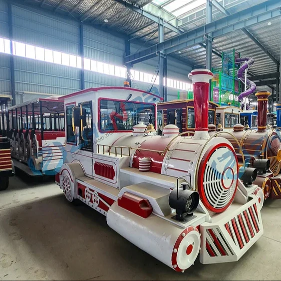 Adult and children trackless tourist train 42 seats large diesel trackless train for sale