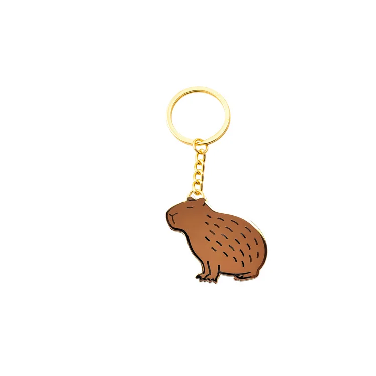 Wholesale Factory Cute Capybara Orange Enamel Keychain Llavero Custom Logo Animal Capy Key  Heart Capybara Keychains Keyring