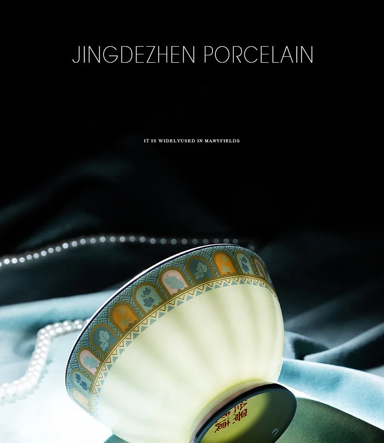 Новая китайская керамическая посуда Jingdezhen Menghui Datang серия шестьдесят легкая рельефная набор