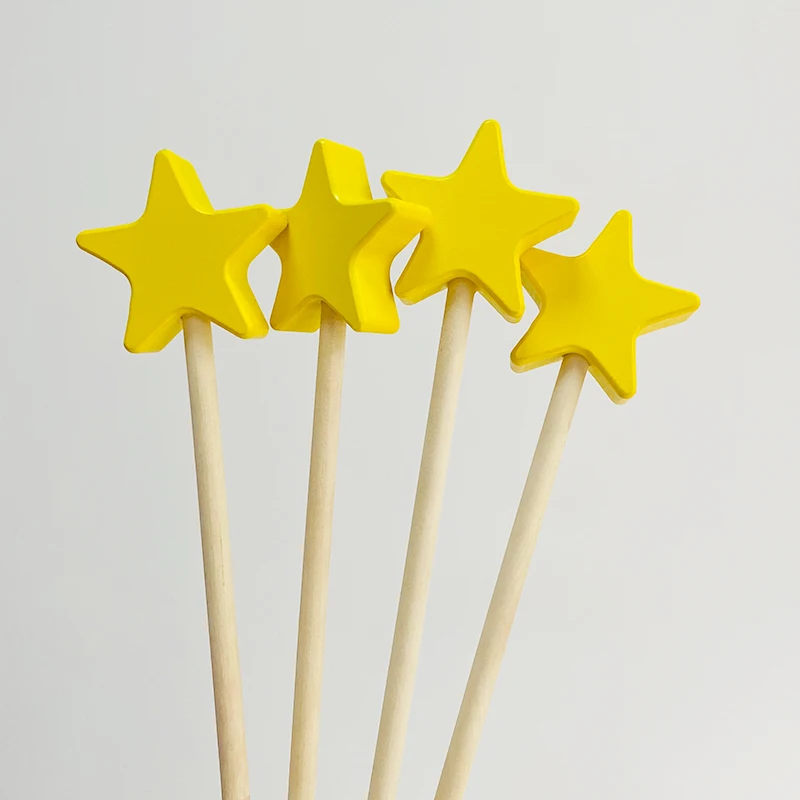 Wooden Princess Wand Star Fairy Unfinished Wooden DIY Crafts Moon Star Heart bear Magical Wand