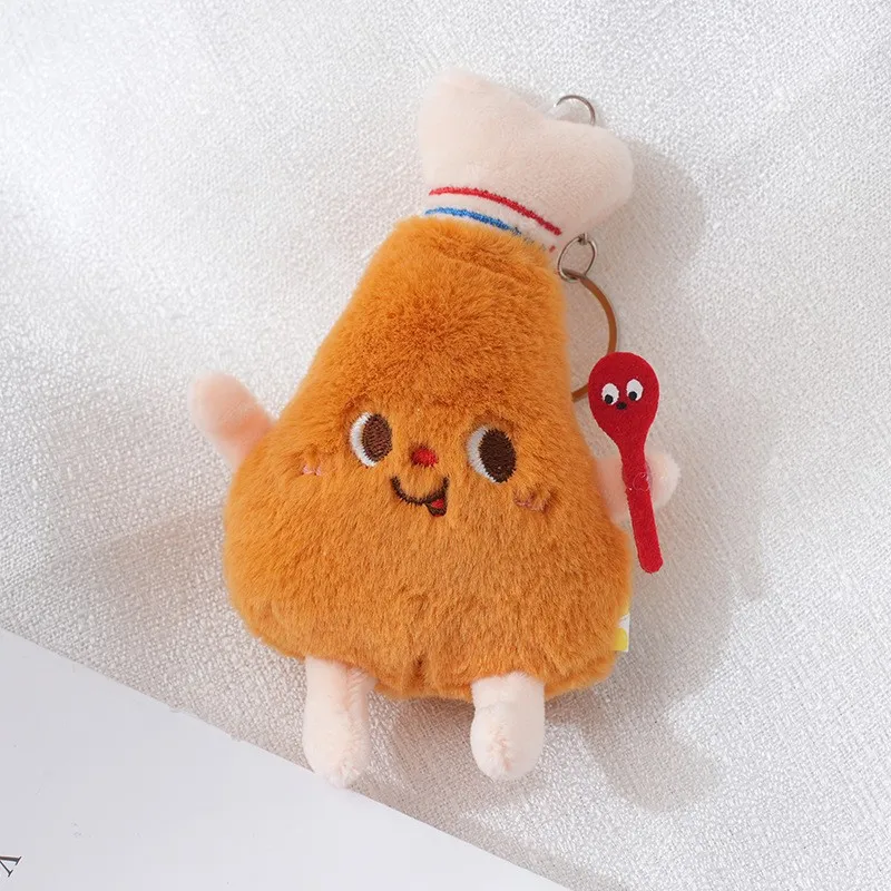 Cute Plush Keychains Toys Trend Fashion Soft Plush Doll Food Chips Hamburger Chicken Leg Toast Bread Plush keychains toys