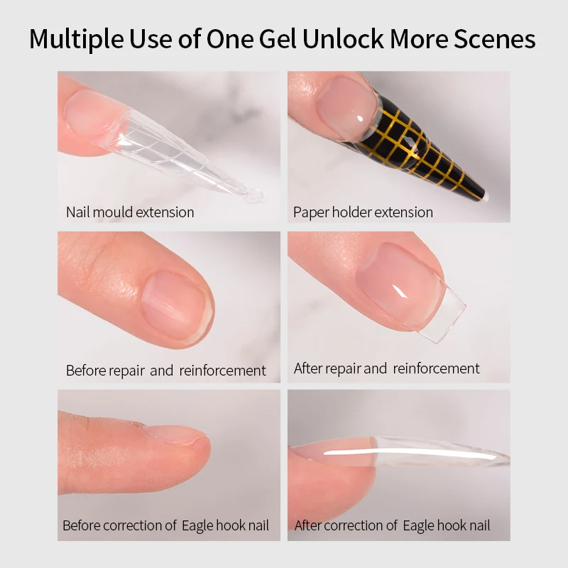 R S Nail Trending Product 30ml Clear Russian Highly Transparent Poly Gel Nail Strengthening Builder Extra Hardness Uv Gel