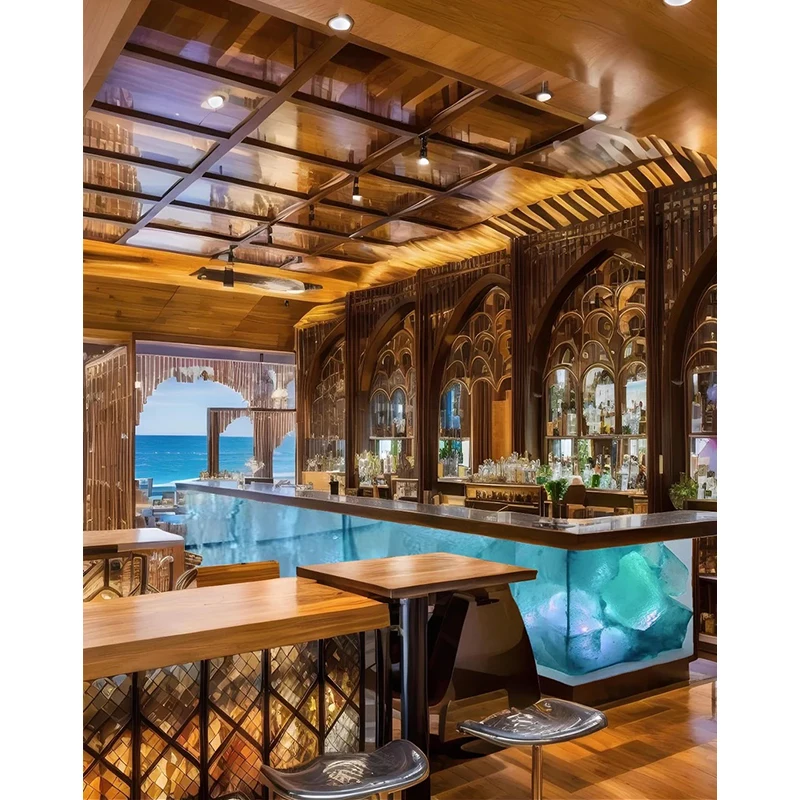 custom made bar counter design for restaurant wood modern restaurante bar bartender workbench