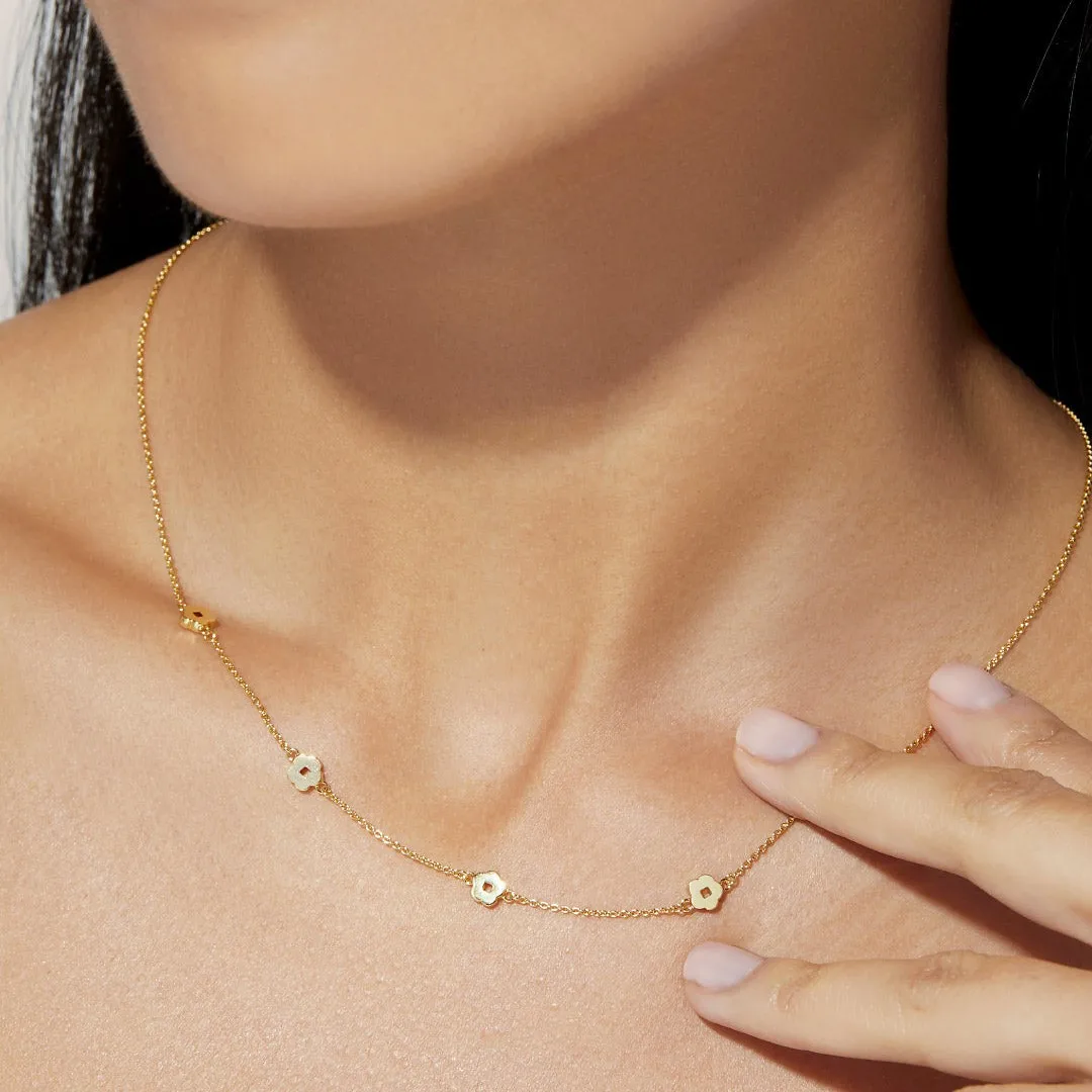 Dainty floral charm choker 18k gold plated flower necklaces stainless steel for women jewelry