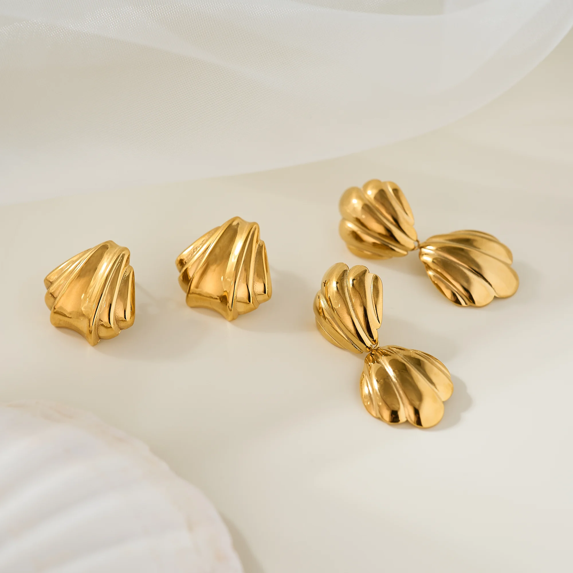 2024 Dazan New 18k Gold Plated Hypoallergenic Stainless Steel Vintage Shell Fashionable Dress Show Stud Earrings Fancy Jewelry