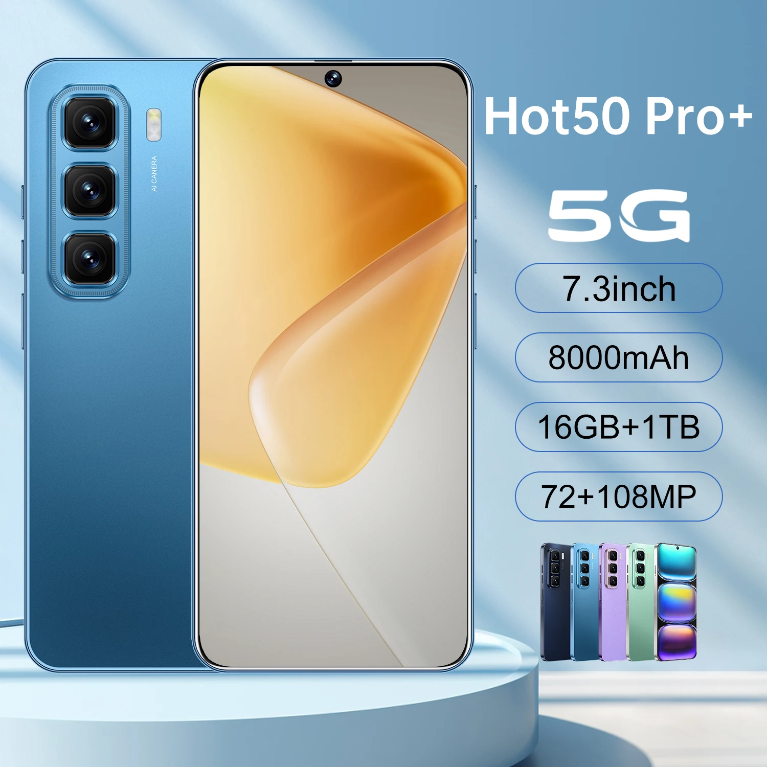 5g android13.0 dual sim cards smartphone hot50 pro+ cellphone mobile phone with high quality