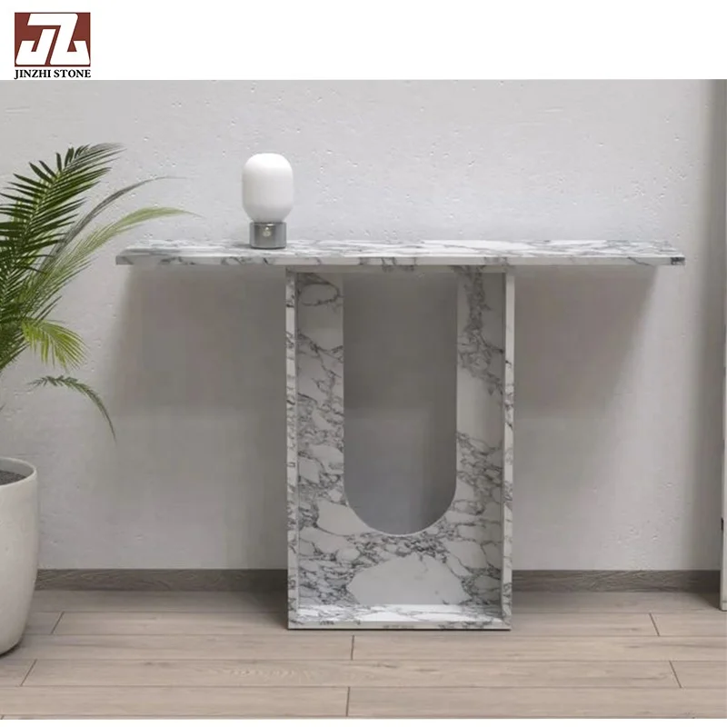 Italy Calacatta White Console Marble Table Top Casual  Table Fashion Table For Home Office Living Room