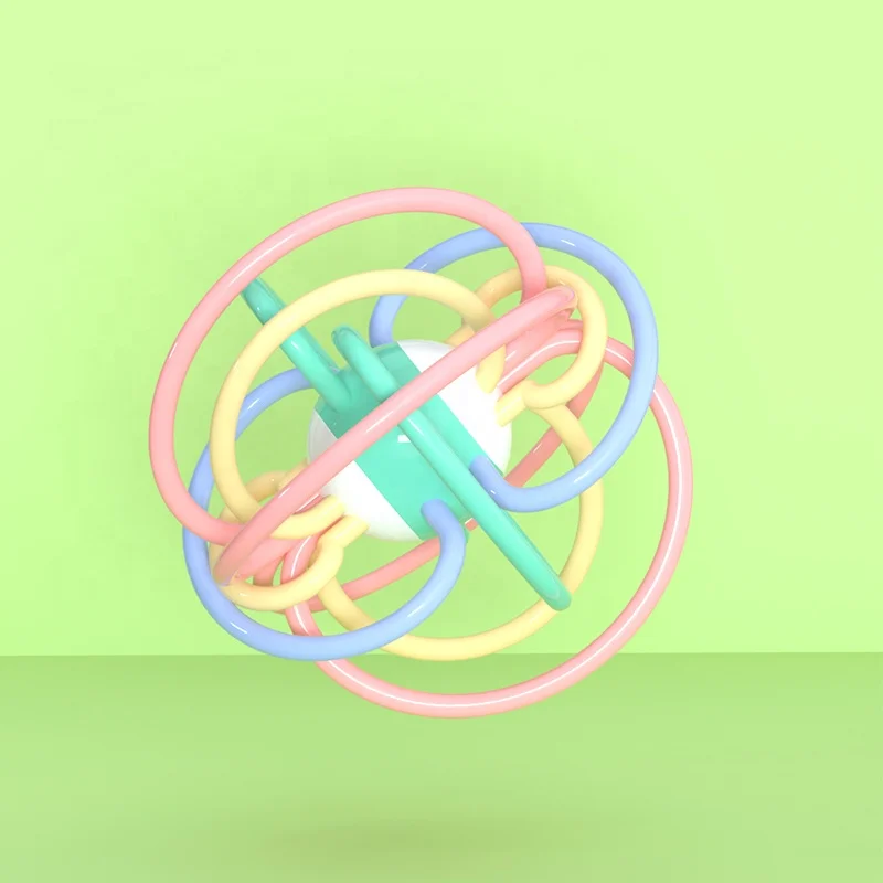 Hot Sell Baby Rattle Sensory Teether Ball  Teether Toys Activity Rattles Ball Grab Chew Shake Teething Manhattan Ball For Kids