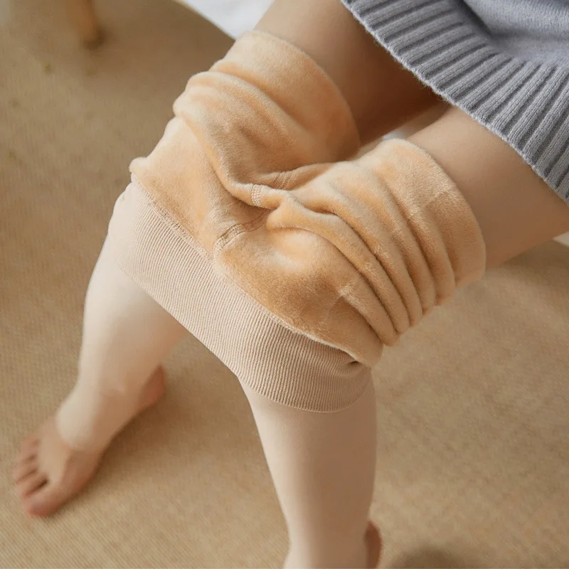 Autumn and Winter Flesh-colored Plus Velvet One-piece Pants Are Thin Ladies Pantyhose Outer Wear Thickened Warm Leggings